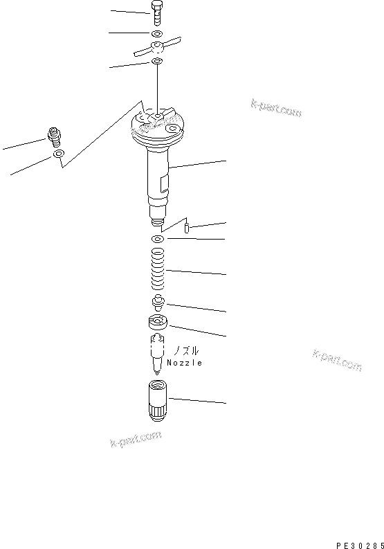Komatsu parts book diagram for S6D125E-2C-6 S/N 60721-UP: NOZZLE HOLDER (INNER PARTS)(#60863-81691)