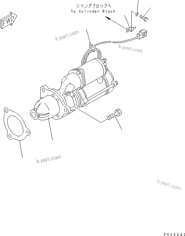 Komatsu parts book diagram for S6D125E-2C-6 S/N 60721-UP: STARTING MOTOR MOUNTING (7.5KW)(#60863-)