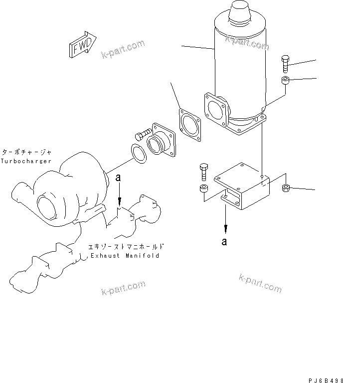 Komatsu parts book diagram for S6D125E-2C-6 S/N 60721-UP: MUFFLER(#81455-)