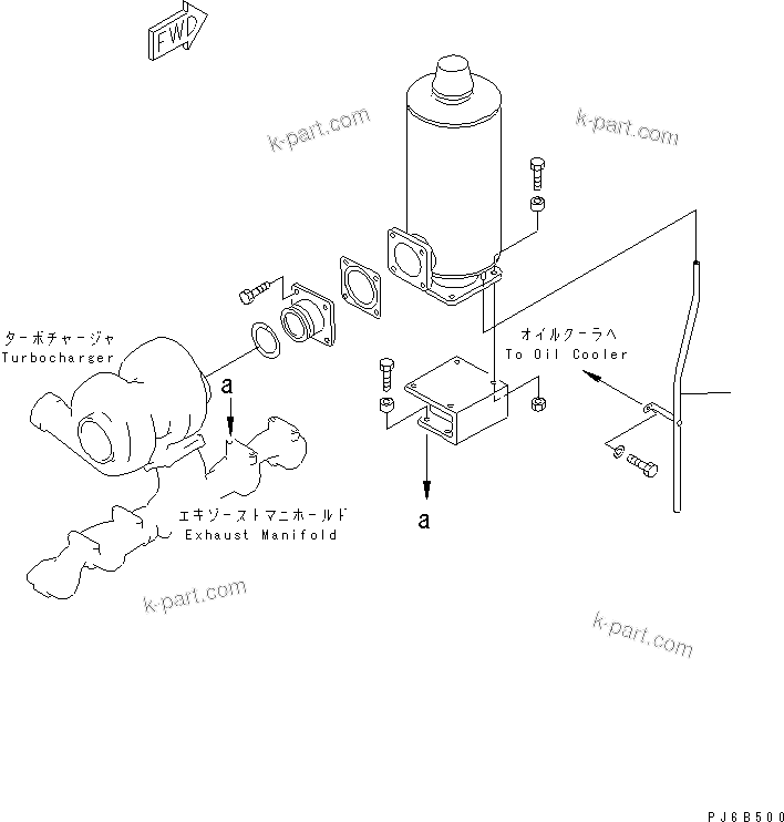 Komatsu parts book diagram for S6D125E-2C-6 S/N 60721-UP: MUFFLER DRAIN TUBE(#81455-)