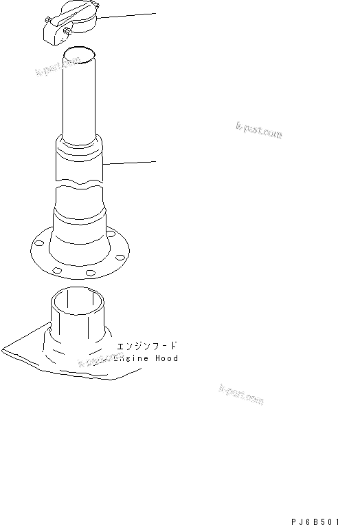 Komatsu parts book diagram for S6D125E-2C-6 S/N 60721-UP: EXHAUST PIPE (BLACK EXHAUST PIPE¤ 1025MM)(#81455-)