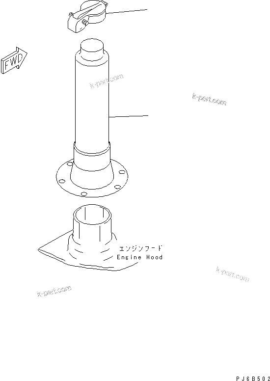Komatsu parts book diagram for S6D125E-2C-6 S/N 60721-UP: EXHAUST PIPE (BLACK EXHAUST PIPE¤ 755MM)(#81455-)