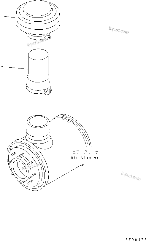 Komatsu parts book diagram for S6D125E-2J-6 S/N 60721-UP: AIR CLEANER CAP(#64848-)