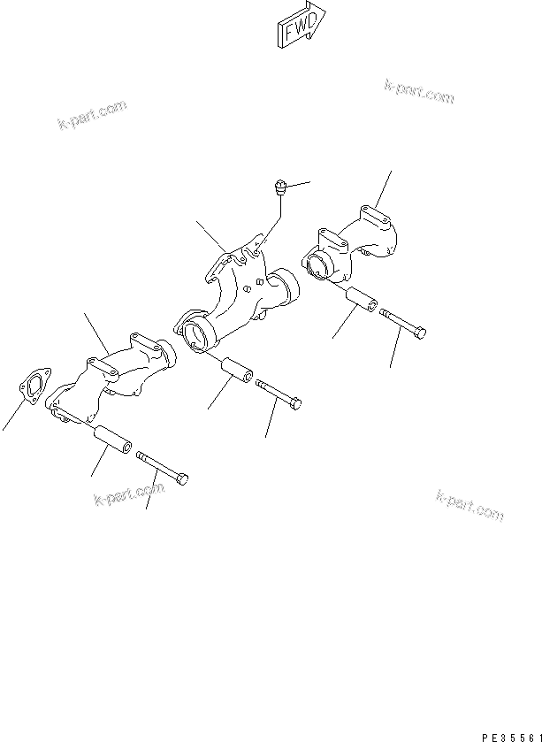 Komatsu parts book diagram for S6D125E-2J-6 S/N 60721-UP: EXHAUST MANIFOLD(#60863-)