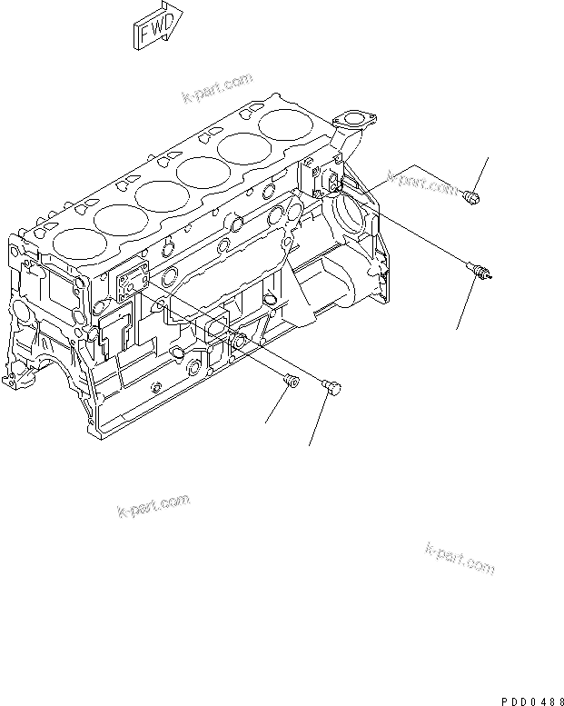 Komatsu parts book diagram for S6D125E-2J-6 S/N 60721-UP: WATER TEMPERATURE SENSOR(#64848-)