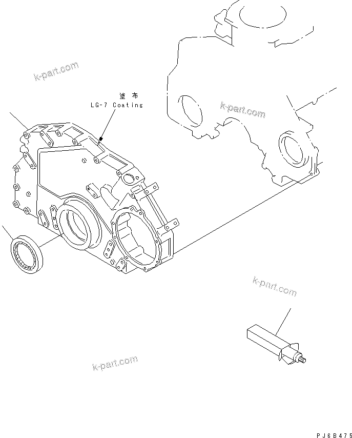 Komatsu parts book diagram for S6D125E-2J-6 S/N 60721-UP: FRONT COVER(#75758-)