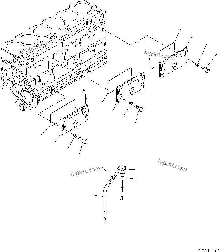 Komatsu parts book diagram for S6D125E-2J-6 S/N 60721-UP: CAMFOLLOWER COVER(#64065-80914)