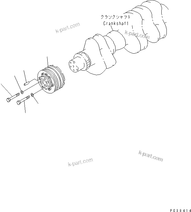 Komatsu parts book diagram for S6D125E-2J-6 S/N 60721-UP: CRANK PULLEY