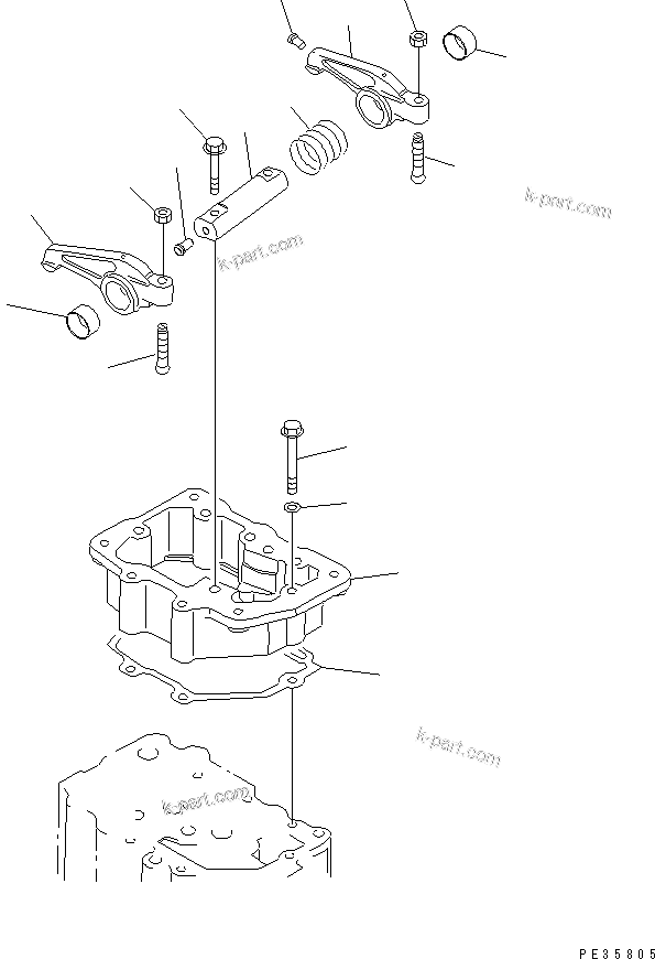 Komatsu parts book diagram for S6D125E-2J-6 S/N 60721-UP: ROCKER ARM(#60721-75757)