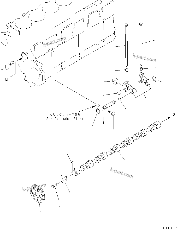 Komatsu parts book diagram for S6D125E-2J-6 S/N 60721-UP: CAMSHAFT(#65905-)
