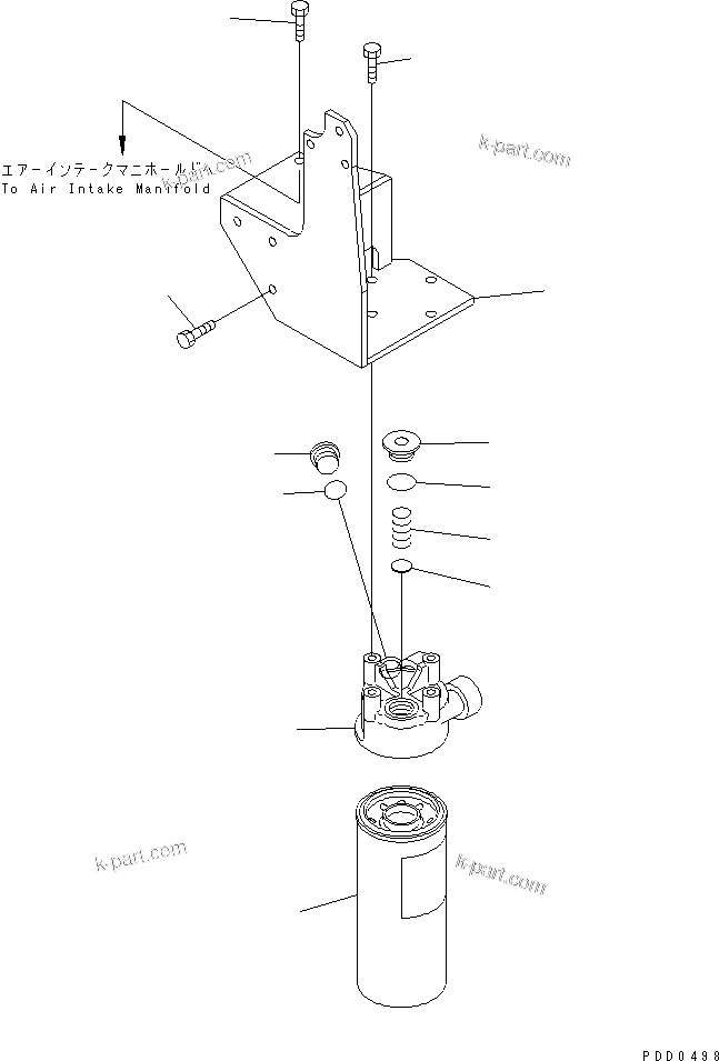 Komatsu parts book diagram for S6D125E-2J-6 S/N 60721-UP: OIL FILTER(#64848-)
