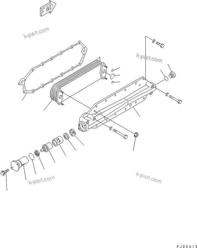 Komatsu parts book diagram for S6D125E-2J-6 S/N 60721-UP: OIL COOLER(#75758-)