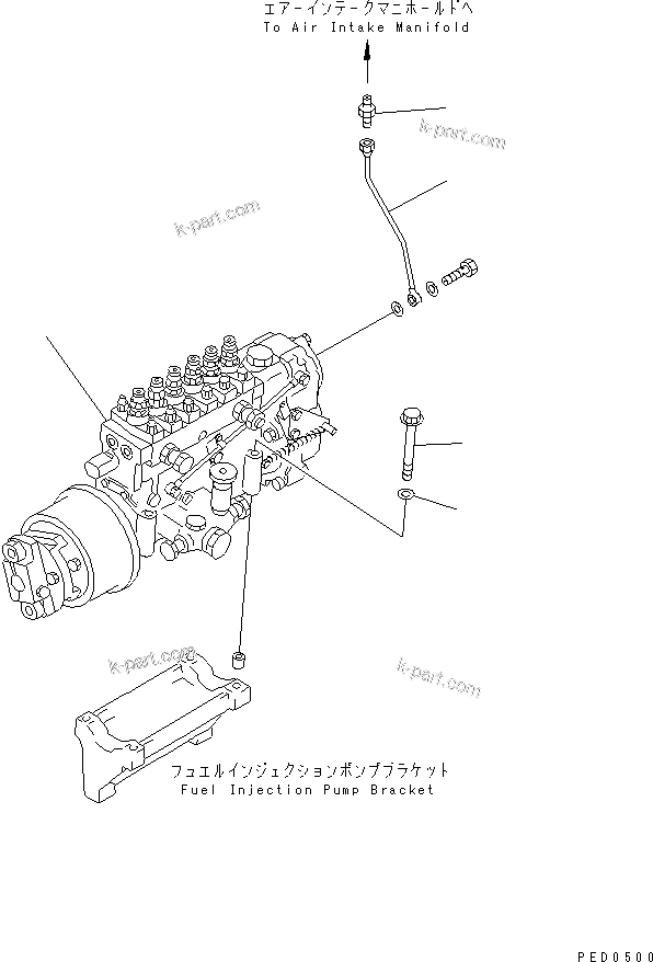 Komatsu parts book diagram for S6D125E-2J-6 S/N 60721-UP: FUEL INJECTION PUMP MOUNTING(#66973-)