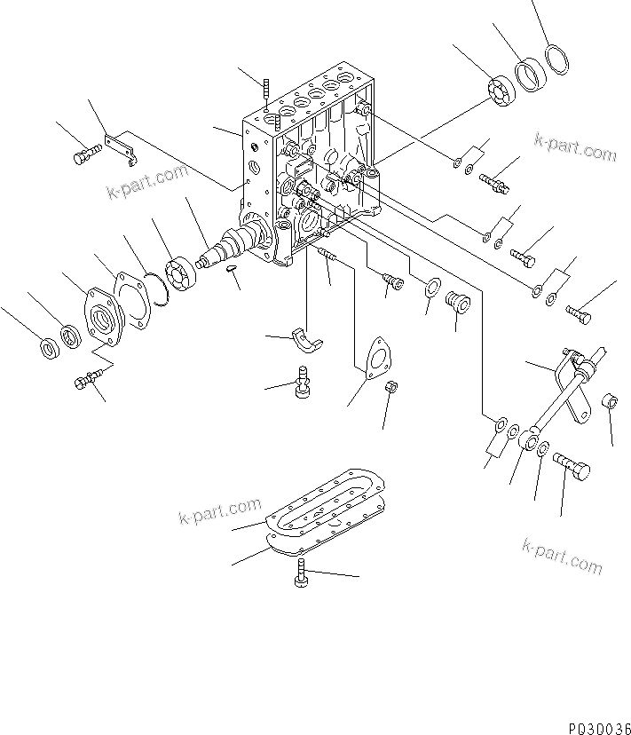 Komatsu parts book diagram for S6D125E-2J-6 S/N 60721-UP: FUEL INJECTION PUMP (PUMP) (1/2) (INNER PARTS)(#64848-66972)