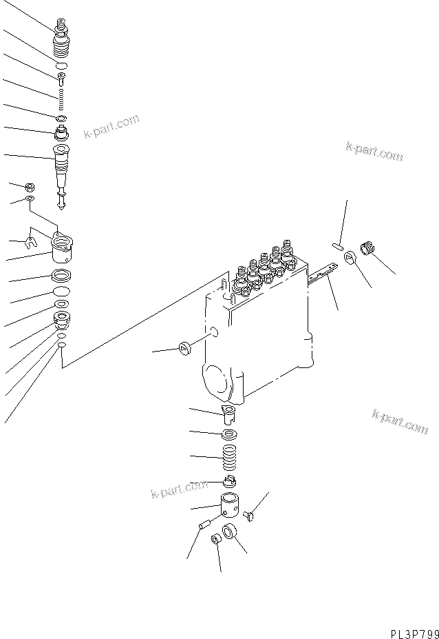 Komatsu parts book diagram for S6D125E-2J-6 S/N 60721-UP: FUEL INJECTION PUMP (PUMP) (2/2) (INNER PARTS)(#64848-66972)