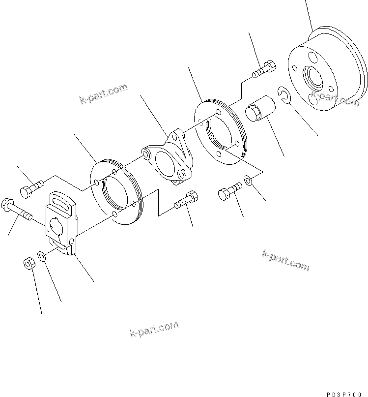 Komatsu parts book diagram for S6D125E-2J-6 S/N 60721-UP: FUEL INJECTION PUMP (COUPLING) (INNER PARTS)(#66973-)