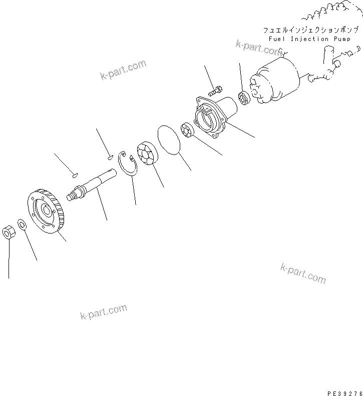 Komatsu parts book diagram for S6D125E-2J-6 S/N 60721-UP: FUEL INJECTION PUMP DRIVE(#61766-)