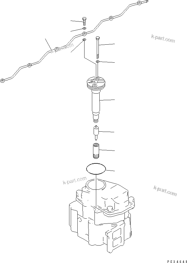 Komatsu parts book diagram for S6D125E-2J-6 S/N 60721-UP: INJECTION NOZZLE(#64848-81172)