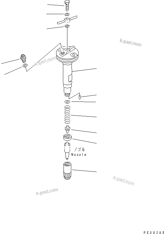 Komatsu parts book diagram for S6D125E-2J-6 S/N 60721-UP: NOZZLE HOLDER (INNER PARTS)(#81173-)