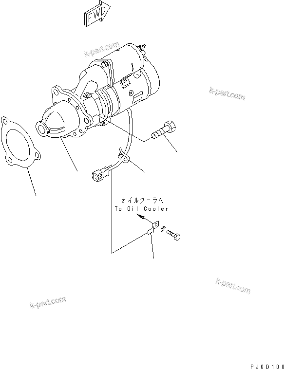 Komatsu parts book diagram for S6D125E-2J-6 S/N 60721-UP: STARTING MOTOR MOUNTING (11KW)(#85686-)