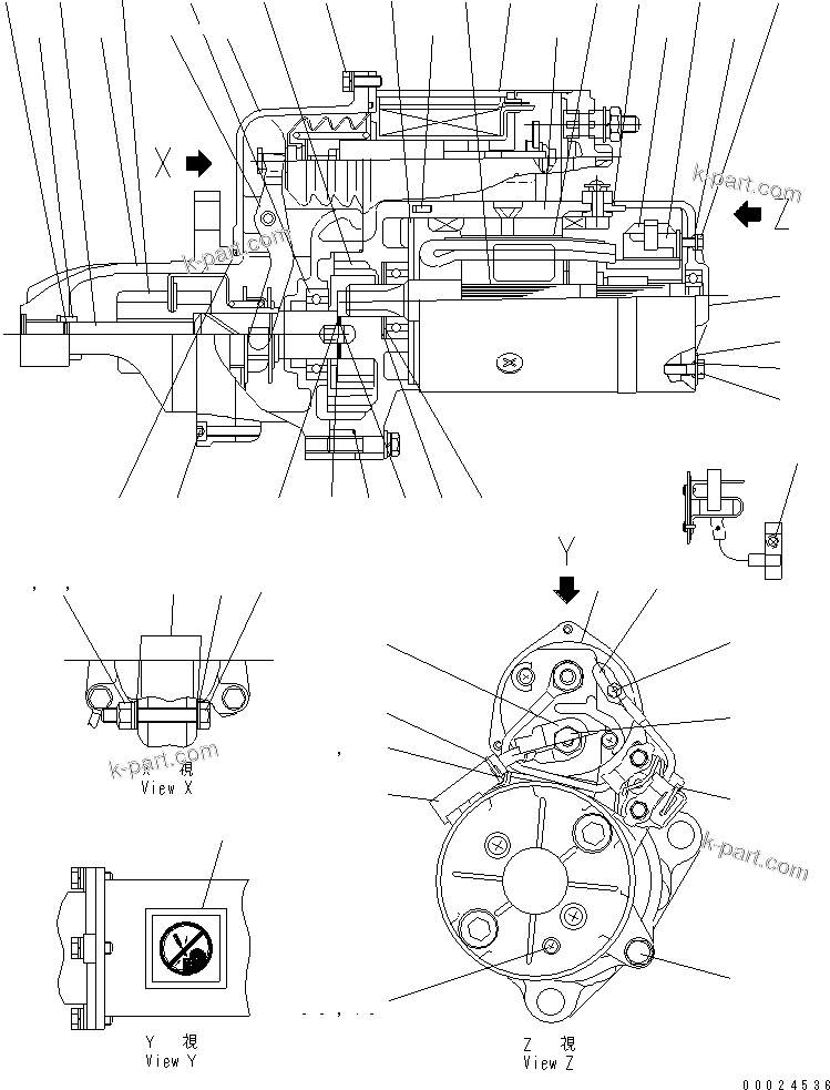 Komatsu parts book diagram for S6D125E-2J-6 S/N 60721-UP: STARTING MOTOR (11KW) (INNER PARTS)(#90020-116221)