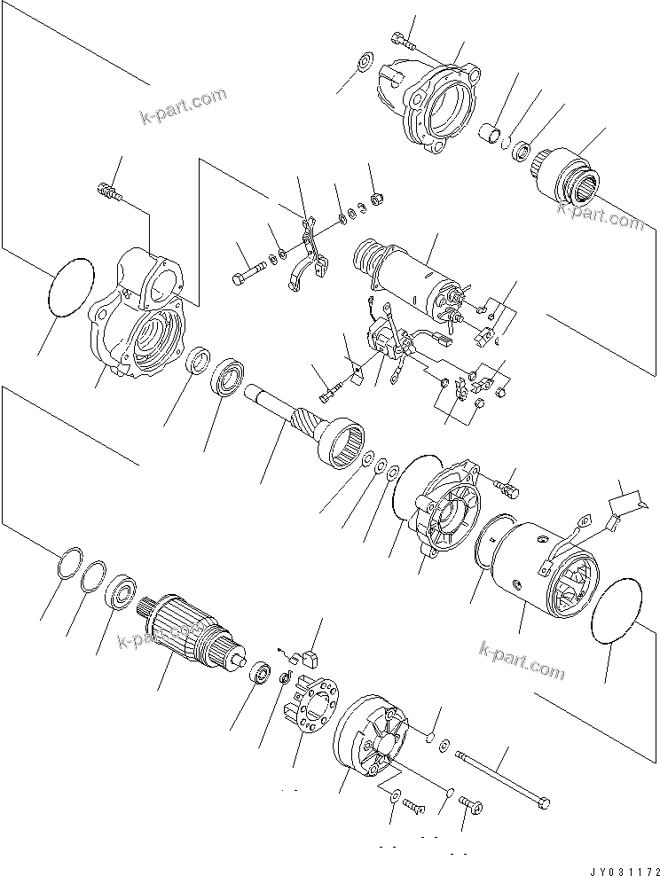 Komatsu parts book diagram for S6D125E-2J-6 S/N 60721-UP: STARTING MOTOR (11KW) (INNER PARTS)(#116222-)