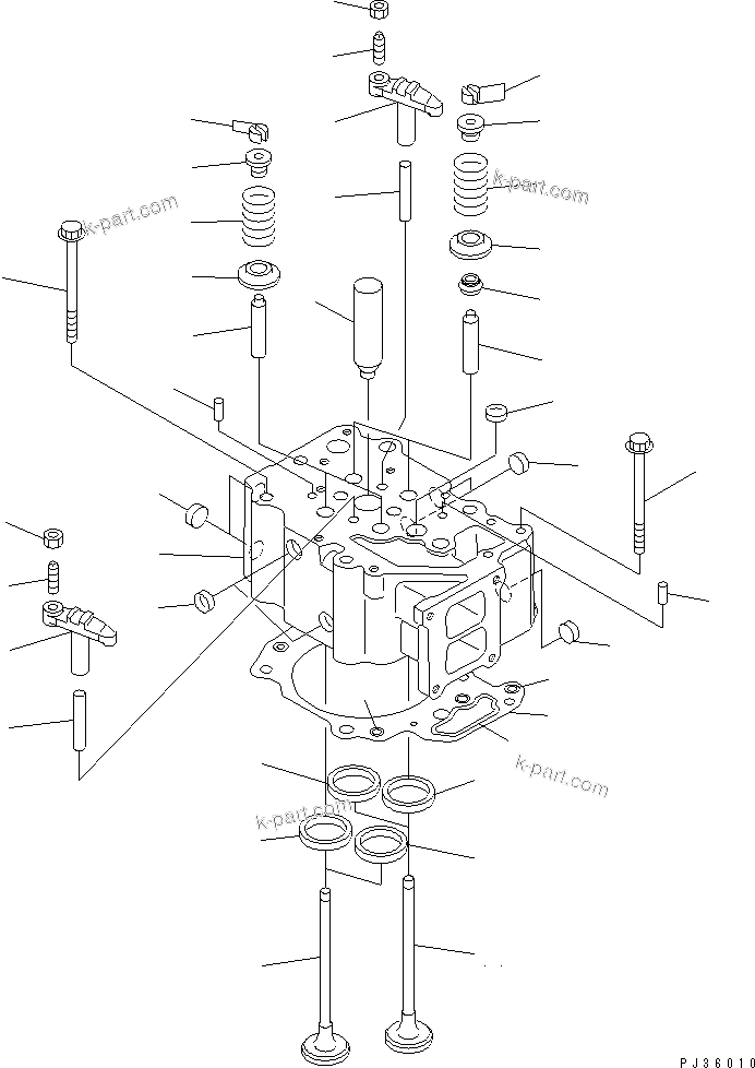 Komatsu parts book diagram for S6D125-1VV-FA S/N 10001-UP: CYLINDER HEAD (WITH EXHAUST BRAKE)(#16790-)