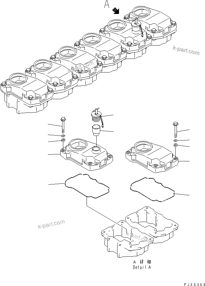 Komatsu parts book diagram for S6D125-1VV-FA S/N 10001-UP: HEAD COVER(#13137-)
