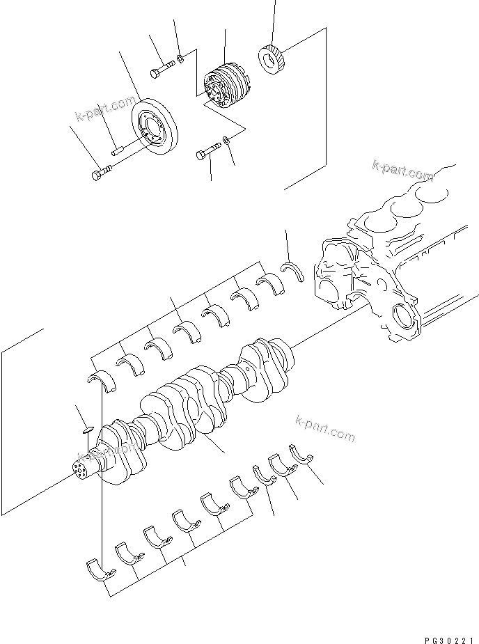 Komatsu parts book diagram for S6D125-1VV-FA S/N 10001-UP: CRANKSHAFT(#35323-)