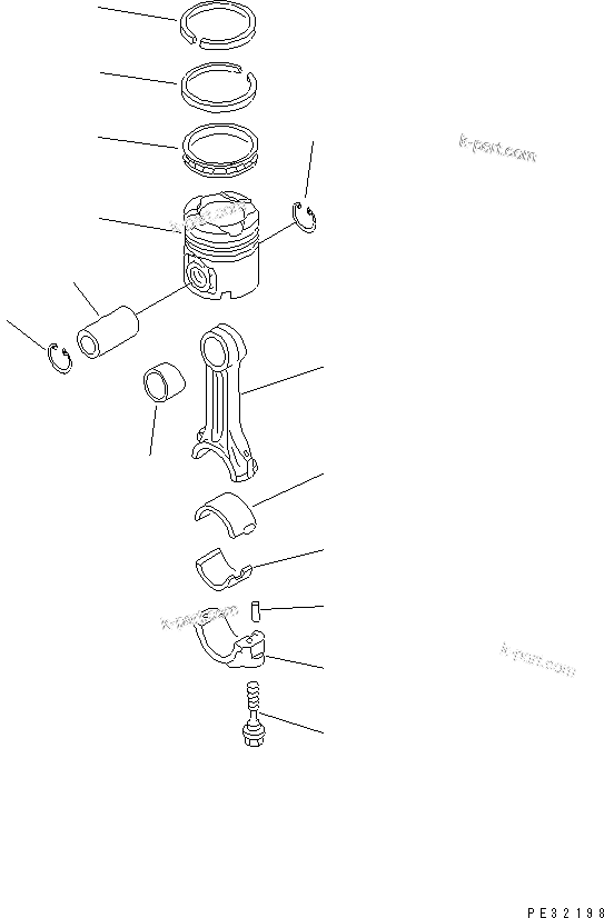 Komatsu parts book diagram for S6D125-1VV-FA S/N 10001-UP: PISTON AND CONNECTING ROD(#35323-)