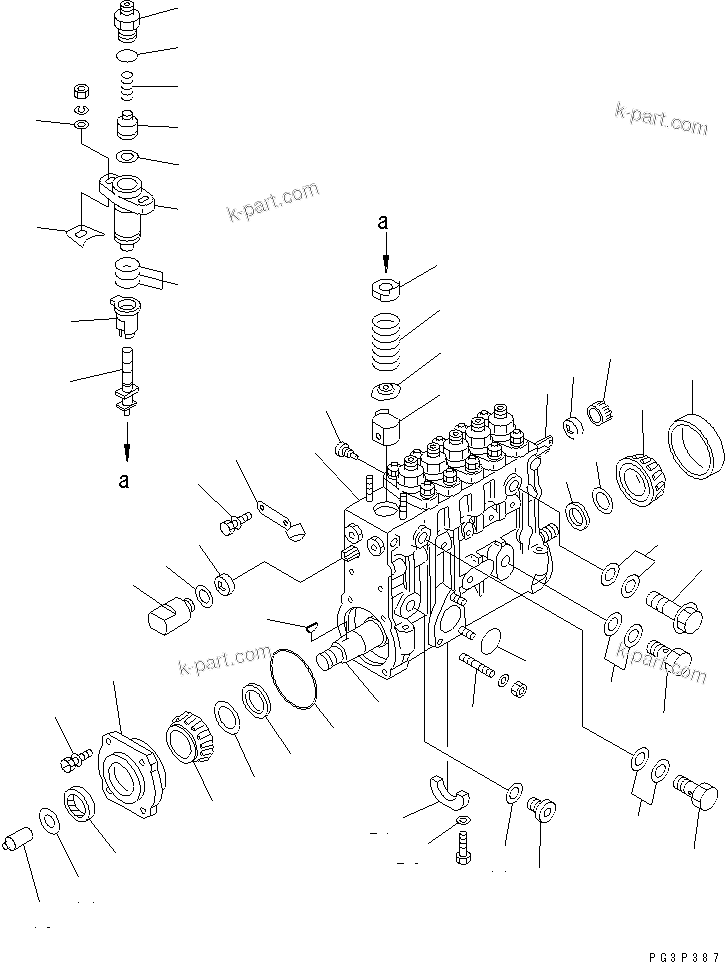 Komatsu parts book diagram for S6D125-1VV-FA S/N 10001-UP: FUEL INJECTION PUMP (PUMP) (INNER PARTS) (B SPEC.)(#47234-)