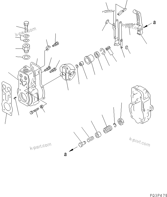 Komatsu parts book diagram for S6D125-1VV-FA S/N 10001-UP: FUEL INJECTION PUMP (GOVERNOR) (1/2) (INNER PARTS) (FOR SWEDEN)(#35323-)