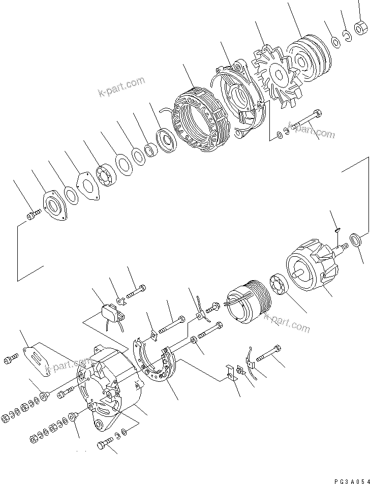 Komatsu parts book diagram for S6D125-1VV-FA S/N 10001-UP: ALTERNATOR (35A) (INNER PARTS) (B SPEC.)(#47234-)