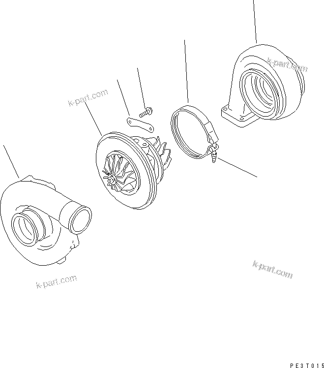 Komatsu parts book diagram for S6D125-1XX-FA S/N 10001-UP: TURBOCHARGER (INNER PATRS)(#23904-)