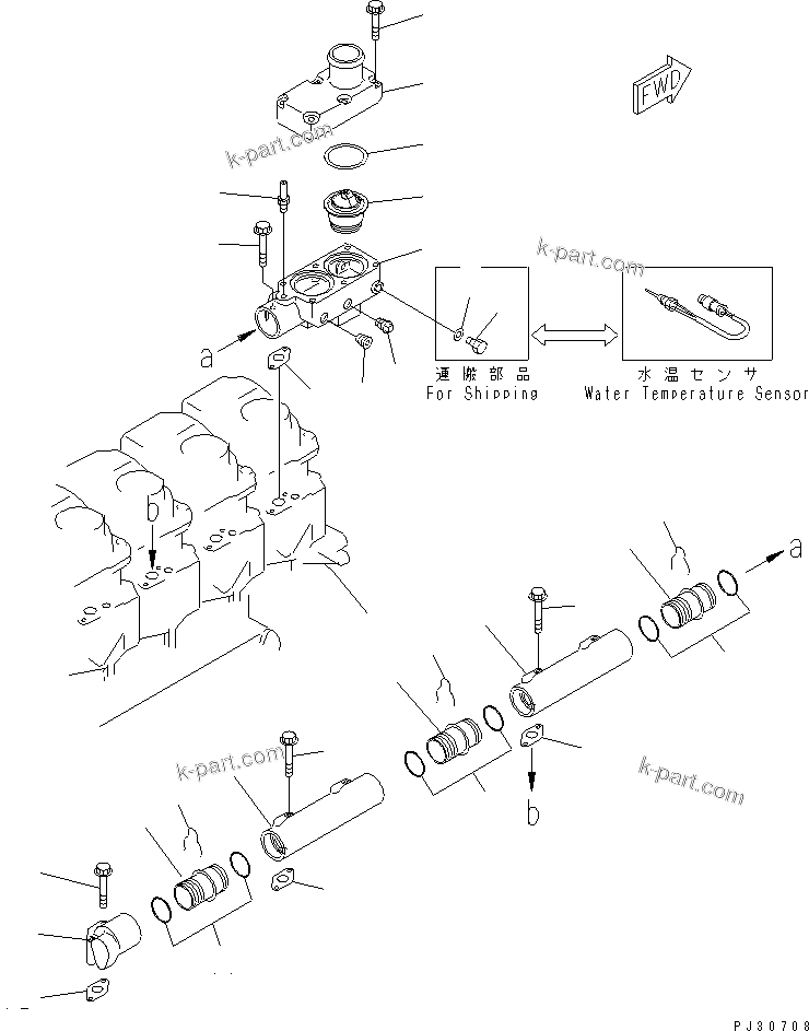 Komatsu parts book diagram for S6D125-1XX-FA S/N 10001-UP: WATER MANIFOLD(#38383-)