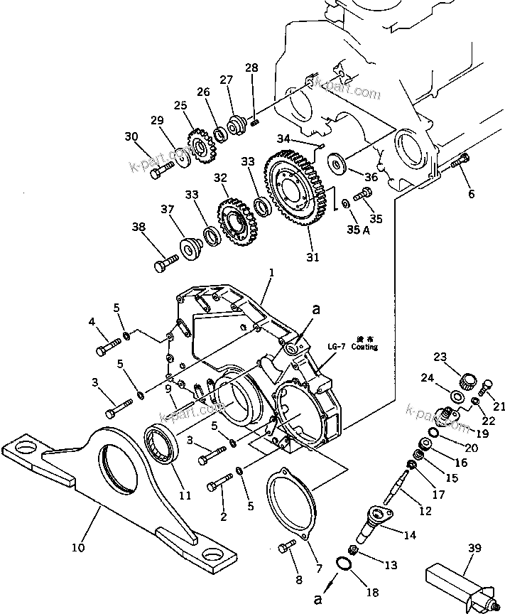 Komatsu parts book diagram for S6D125-1XX-FA S/N 10001-UP: FRONT COVER(#11574-)