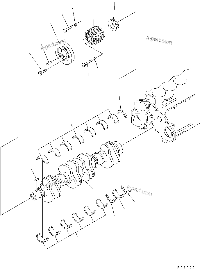 Komatsu parts book diagram for S6D125-1XX-FA S/N 10001-UP: CRANKSHAFT(#38383-)
