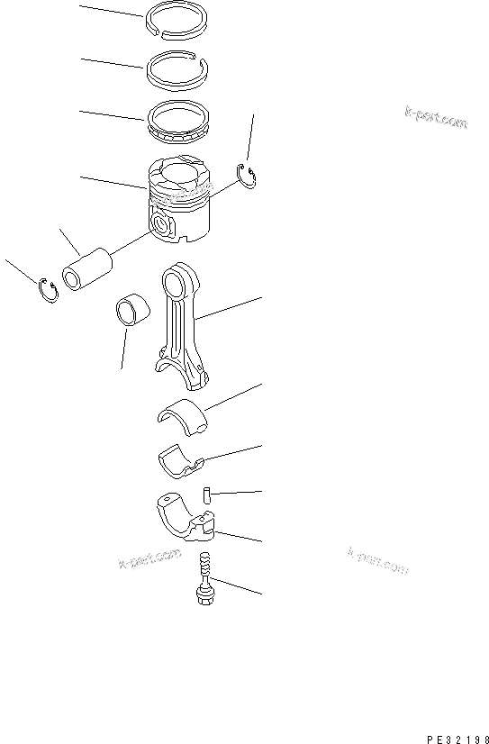 Komatsu parts book diagram for S6D125-1XX-FA S/N 10001-UP: PISTON AND CONNECTING ROD(#35323-)