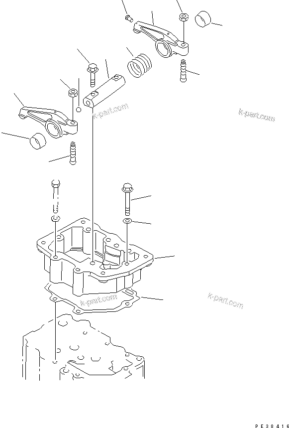 Komatsu parts book diagram for S6D125-1XX-FA S/N 10001-UP: ROCKER ARM