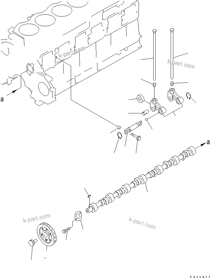 Komatsu parts book diagram for S6D125-1XX-FA S/N 10001-UP: CAMSHAFT(#32964-)