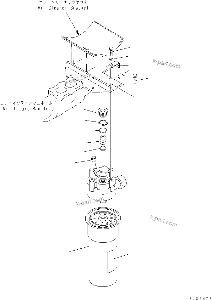 Komatsu parts book diagram for S6D125-1XX-FA S/N 10001-UP: LUBRICATING OIL FILTER AND MOUNTING(#38383-)