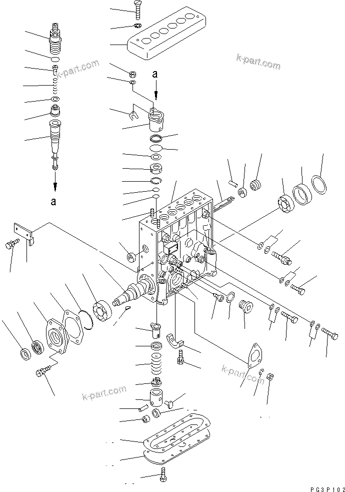 Komatsu parts book diagram for S6D125-1XX-FA S/N 10001-UP: FUEL INJECTION PUMP (PUMP) (INNER PARTS)(#38383-)