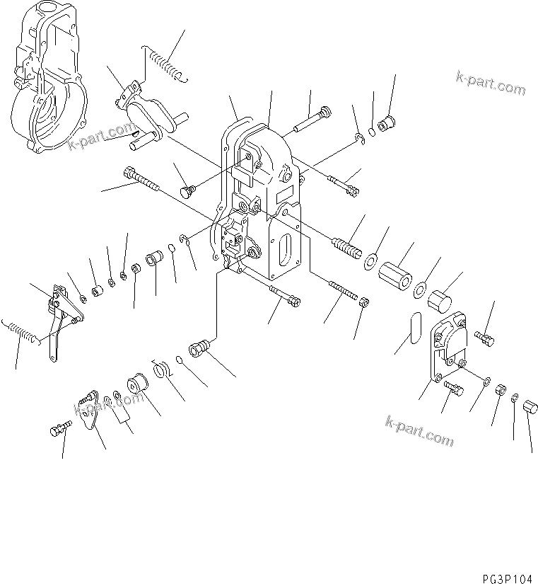 Komatsu parts book diagram for S6D125-1XX-FA S/N 10001-UP: FUEL INJECTION PUMP (GOVERNOR) (2/2) (INNER PARTS)(#38383-)