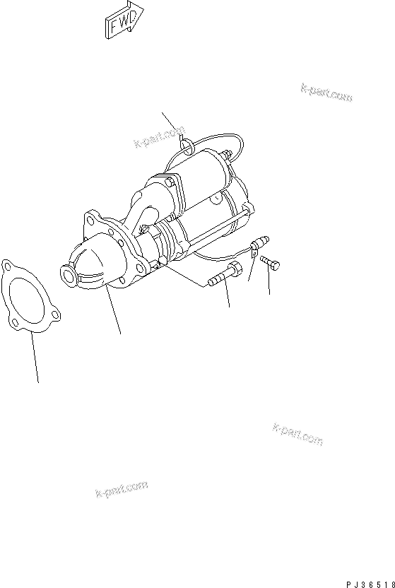 Komatsu parts book diagram for S6D125-1XX-FA S/N 10001-UP: STARTING MOTOR MOUNTING (7.5KW)(#38383-)