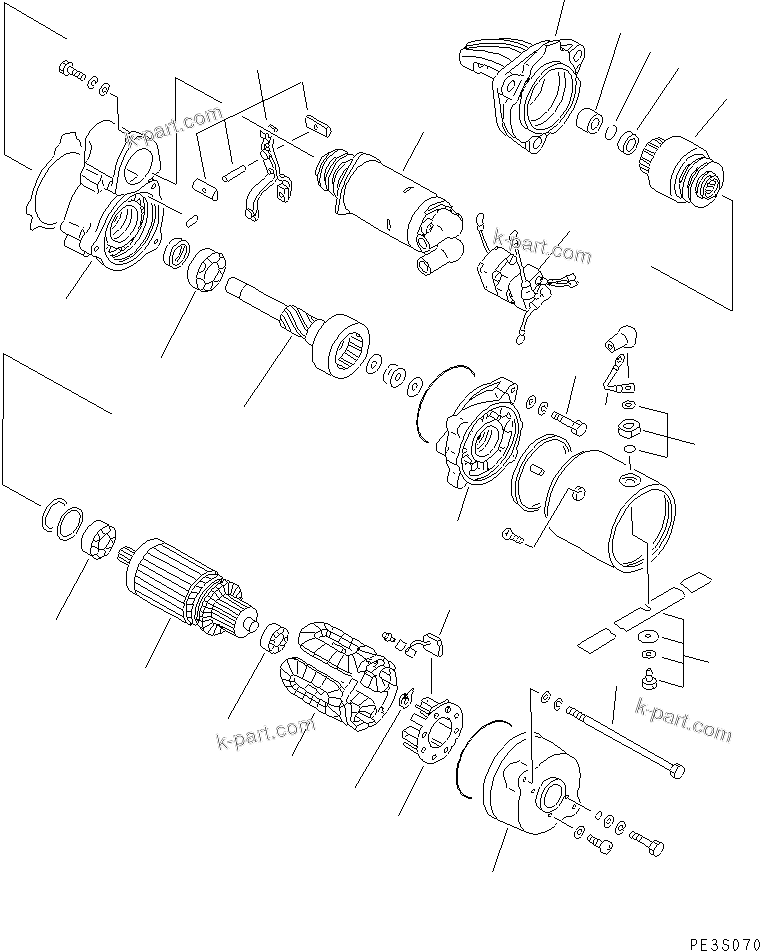 Komatsu parts book diagram for S6D125-1XX-FA S/N 10001-UP: STARTING MOTOR (7.5KW) (INNER PARTS)(#17374-)