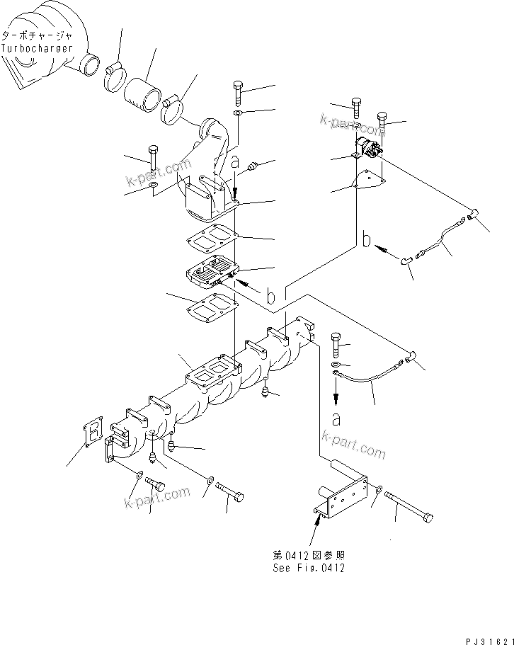 Komatsu parts book diagram for S6D125-1QQ-FA S/N 10001-UP: AIR INTAKE MANIFOLD AND CONNECTION(#28434-)