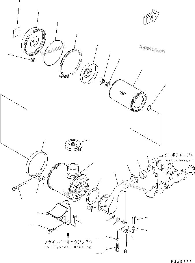 Komatsu parts book diagram for S6D125-1QQ-FA S/N 10001-UP: AIR CLEANER AND MOUNTING(#28434-)
