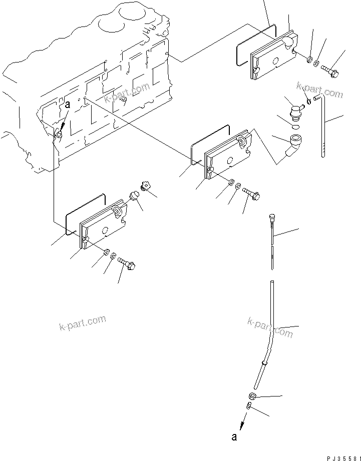 Komatsu parts book diagram for S6D125-1QQ-FA S/N 10001-UP: CYLINDER BLOCK COVER(#28434-)