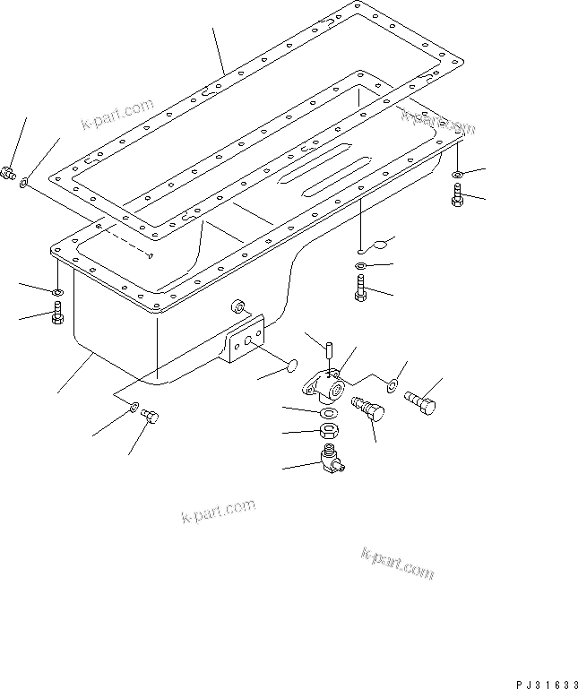 Komatsu parts book diagram for S6D125-1QQ-FA S/N 10001-UP: OIL PAN(#28434-)