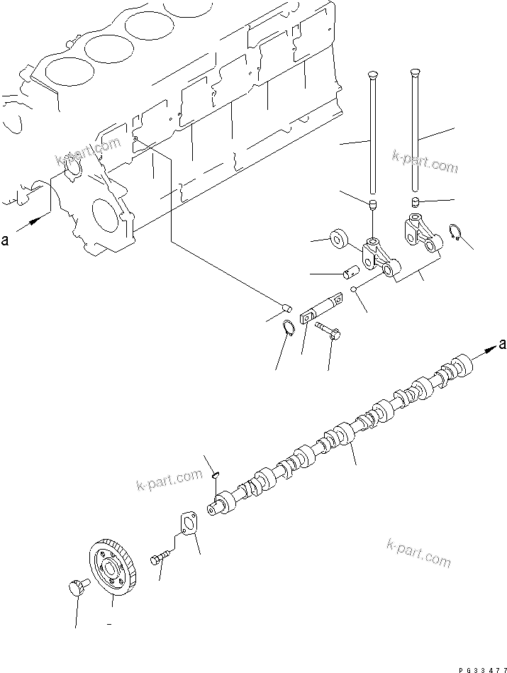 Komatsu parts book diagram for S6D125-1QQ-FA S/N 10001-UP: CAMSHAFT(#32964-)